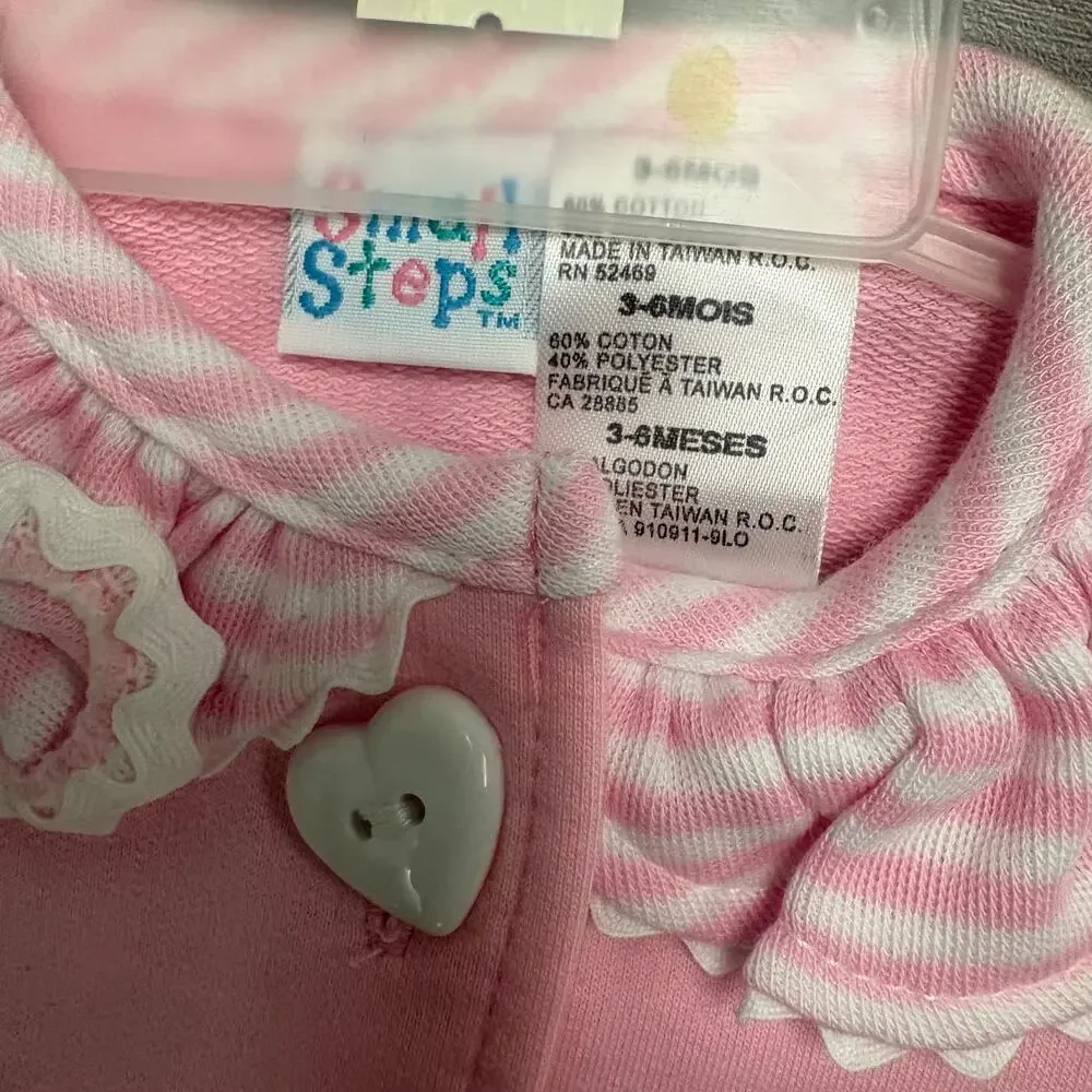 NWT Vintage Small Steps Pink Striped 2 Piece Outfit Set 3 to 6M